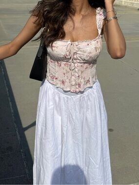 Princess Polly Floral Lace-Up Corset Top in Blush and Rose